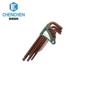 1/16″-3/8″ 9-Piece Imperial Inch Chrome Vanadium Steel Hex Key L-Wrench Set Bronze Oxide Finish OEM Customizable Industrial