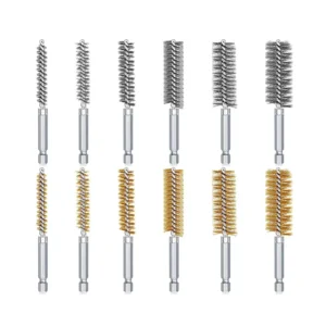 1/4 Inch Steel Wire Brush 304 Stainless Steel Wire Hexagonal Rod Gun Brush Deburring Pipe Brush