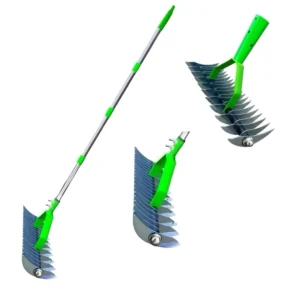 1.3m Thatch Rake Lawn Dethatching Tool for Moss Leaves Soil Garden Scarifier Leaf Rake and Soil Aerator