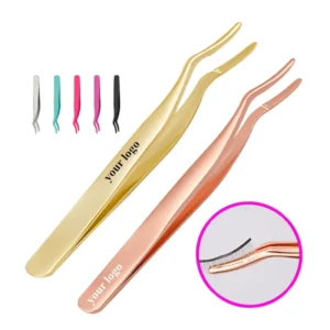 1.8mm Thickness Colorful Eyelash Tools Pink Rose Gold Stainless Steel Eyelash Tweezer Lash Applicator