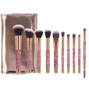 10 Piece Diamond Studded Makeup Brushes Set Pro Foundation Concealer Eyeshadow Brushes Makeup Tools With Bag