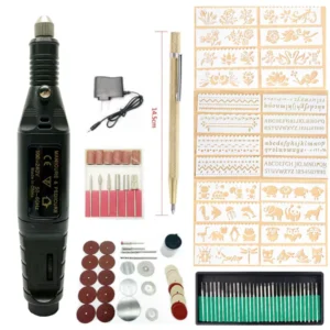 108pc Handheld Electric Straight Grinder Mini DIY Engraving and Nail Polish Tool with Painting Template for Jewelry Polishing