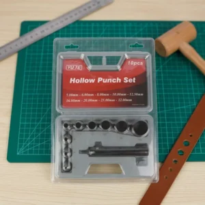 10PCS 45# Steel Hollow Punch Leather Hole Punch with Easy Changing Handle DIY and Industrial Use