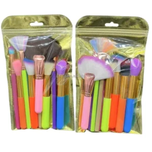 10PCS Classic Kabuki Face Makeup Brush Set Plastic Handle Synthetic Hair Travel Brushes for Eye Face Use