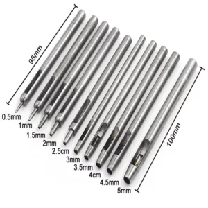 10Pcs Leather Hole Punch Cutter Leather Working Tools for Leather Watch Bands Belts Canvas Paper Plastics Round Hollow