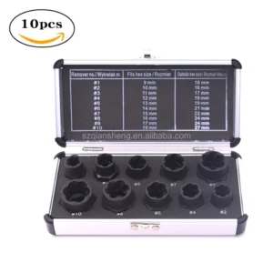 10pcs 9 19mm Damaged Nut Bolt Remover Kit Stud Extractor Broken Bolt Screw Remover Hand Tools Set