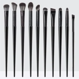 10pcs/set Black Portable Eyeshadow Makeup Brush Kit Eyeliner Eyebrow Face Eyeshadow Highlighter Brush