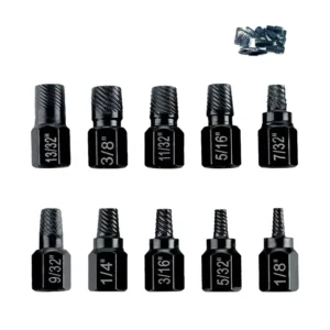 10pcs set Hex Shank Imperial Industrial Grade Screw Bolt Extractor Tool Kit with 0.4 in Drive Size