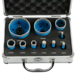 11PCS Diamond Hole Saw Set 5 8 11mm for Tile Granite Marble Dry Drill Bits Brazed Thread Porcelain Tool