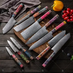 11Pcs Professional Japanese Damascus Kitchen Knife Set 67 Layer VG10 Steel Sharp Stabilized Maple Burl Octagonal Handle