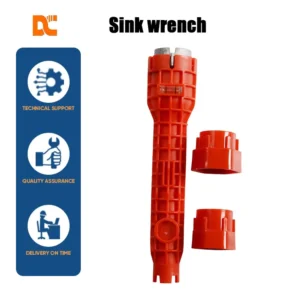 12 16 20 24mm Multi Socket Sizes 10 to 65 Celsius 8 in 1 Industrial Grade Flume Sink Wrench for Bathroom Kitchen Plumbing