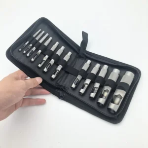 12 PCS Belt Punching Set 3-25mm Leather Punching Set Round Leather Hole Punch Tool for Leather Craft Punch Tools Set
