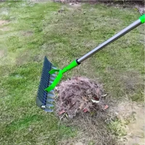 12.8″ Steel Alloy Lawn Thatching Rake Grass Grooming Yard Cleaning Landscaper Rake Durable Soil Rake Custom