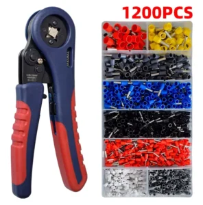 1200pcs Tube Type Terminal with Crimping Pliers FST 10S Set European Style Wiring Pliers Crimping Tool with Terminal Kit Set