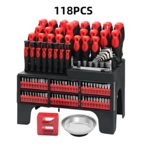 122 in 1 Professional Magnetic Screwdriver Set for Home Garage DIY Projects with Durable Handle Precision Repair Tools
