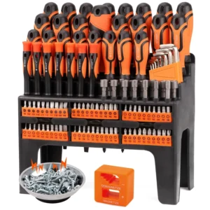 124 Piece Screwdriver Set with Magnetic Tips & Racking Screwdrivers Tool Set
