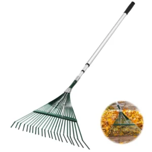 12FT Garden Tool Cleaning 22 Tines Teeth Rotating Telescopic Pole Garden Leaf Rake with Adjustable Handle