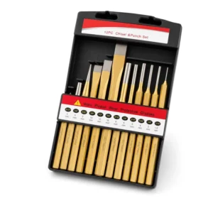 12PC Precision Chisel Punch Set CR-V Steel SAE and Metric Sizes for Auto and Machinery Repair