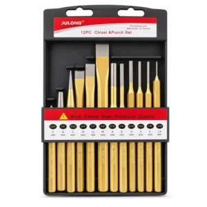 12PCS Chisel Punch Combination Set 1.5-16mm 1/16″-5/8″ Heat Treated for Mechanics & DIY