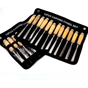 12Pcs Carving Chisel Set and Woodworking Wooden Handle Carving Chisel