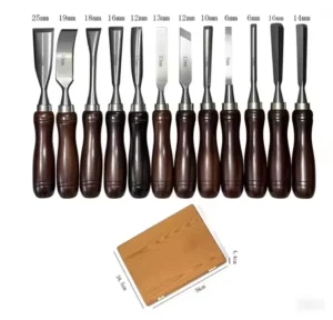12Pcs Wood Working Carving Chisel Set Wooden Handle Carpentry Chisel with Box Package DIY