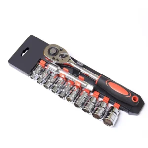 12pc Set 24/72 Teeth Repair Galvanized Chrome-plated Socket Wrench Set Quickly Ratchet Handle Plastic Hang Household Tool Set