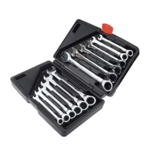 12pcs Car Repair Combination Ratchet Wrench Set Metric Torque Spanner Double Offset Ratchet Ring Wrench Fixed Head Wrench Tool