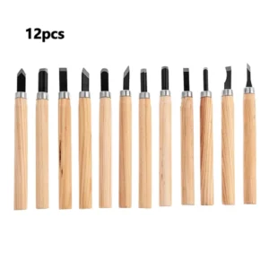 12pcs Cost effective Wood Carving Chisel Knife Hand Tool Set for Basic Detailed Carving Woodworker