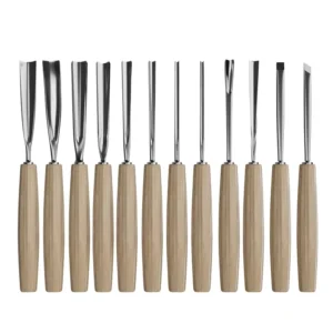 12pcs Wood Chisel Wood Carving Kit Beginners Professionals Gouges Carving Tools Set