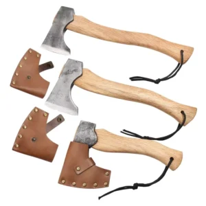 13 15 Inch Wooden Handle Axes Head Stainless Steel Splitting Hatchet With Sheath Outdoor Camp Survival Felling Axe