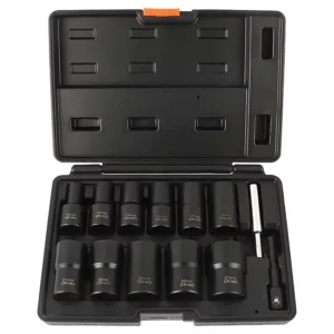 13-Piece 1/2-Inch Square Drive Black Oxide Coated Steel Lug Nut Remover Socket Tool for Damaged Frozen Studs Rusted