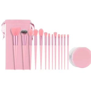 13pcs Plastic Handle Makeup Brush Set Soft Nylon Bristles for Eyeshadow Eyeliner