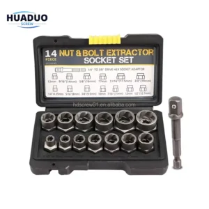 14 Pcs Nut& Bolt Extractor Socket Set Bolt Remover Tool Set Nut Extractor Socket Impact Bolt Nut Screw Removal Socket Wrench Wood Screw