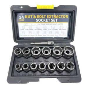 14 Piece Auto Repair Tool Set Steel Nut Remover Nut Bolt Screw Removal Tool Auto Protection Sleeve Wrench Box Machine Tools
