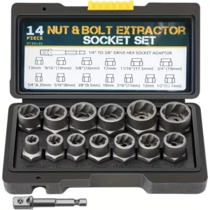 14 Piece Electroplated Nut Extractor Set Reverse Thread 14pcs Screw Remover for Power Tools Manual Wrenches Packaged Plastic