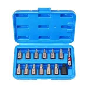 14-Piece Screw Extractor Kit Multi-Spline Easy Out Bolt Tool Set for Removing Broken Screws Bolts Studs 3/8 Inch Drive