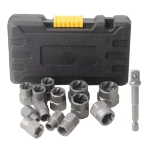 14 Pieces Damaged Bolt Removal Tool Impact Bolt & Nut Remover Set Alloy Damaged Bolt Nut Remover Extractor Socket Tool