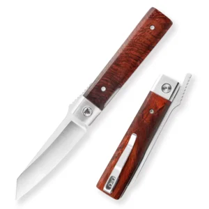 14C28N Steel Blade Folding Pocket Knife with Rosewood Handle for Hunting Camping Survival