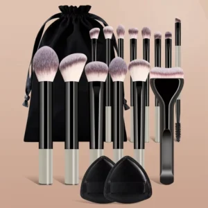 14PCS Synthetic Hair Makeup Brush Set with Drawstring Bag for Face & Eyeliner OEM ODM Private Label