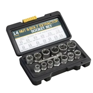 14Pcs Extraction Set Impact Bolt Nut Remover Set Bolt Extractor Tool Kit for Removing Damaged Bolts Nuts Screws