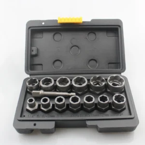 14pc Extraction Socket Set Impact Bolt Nut Remover Set Bolt Extractor Tool Kit for Removing Damaged Bolts Nuts Screws
