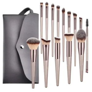 14pcs Personalized Champagne Gold Eye Make up Blush Makeup Brushes Set With Bag Package