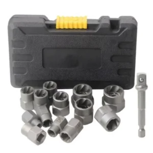 14pcs Stripped Bolt Extractor Set Bolt Remover Set Damaged Bolt Removal Tool for Damaged Frozen Studs Rusted Rounded Off Bolts