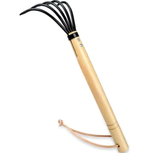 15″ Ergonomic Wooden Handle Hand Rake Cultivator Claw Soil Tool Tiller