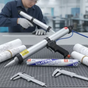 15 Inches Glass Glue Applicator Tool 600ml Sausage Pack Pneumatic Caulking Gun 20.3oz Silicone Sealant Gun air Caulking Gun