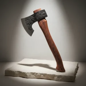 15 Inches Multi purpose Outdoor Camping Hammer Axe with Dragon Pattern and Leather Cover
