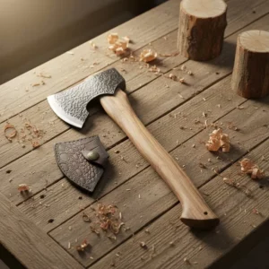 15 Inches Multi purpose Outdoor Camping Hammer Axe with Forged Steel Construction and Leather Cover
