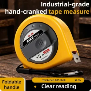 15m Manual Rewind Measuring Tape Widened Thickened Scale Wear Resistant Portable with Lanyard for Engineering Projects