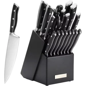 15pc Stainless Steel Forged Handle Chef Knife Kitchen Knife Set with Wooden Knife Block