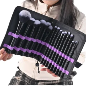15pcs Makeup Brush Set for Face Custom Logo Eye Foundation Lip Brushes with Fan Style and Lip Gloss Includes Bag